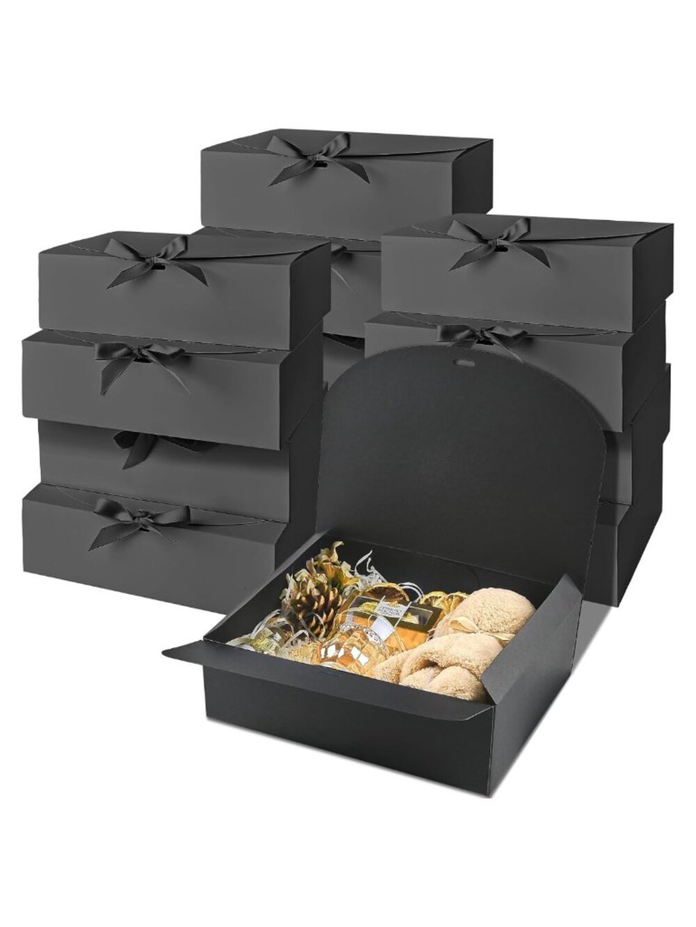 12 Pack Kraft Paper Gift Boxes with Lids 10.6x7.8x3.1 Inch
